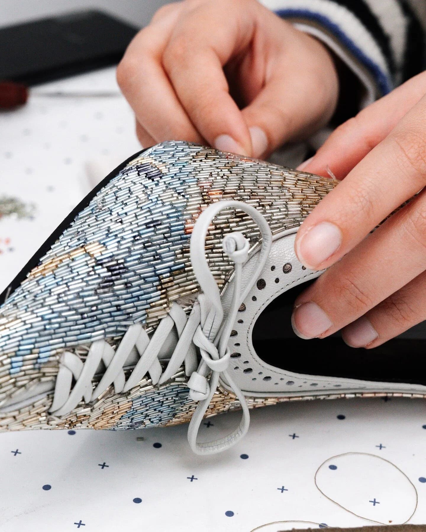 Alexander McQueen’s Koko Pumps Turn Wallpaper Florals into Glass Bead Sculpture