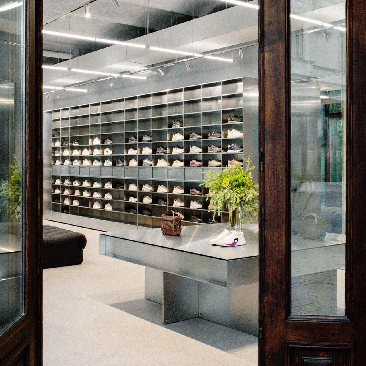 On Vienna store shoe wall and central display table