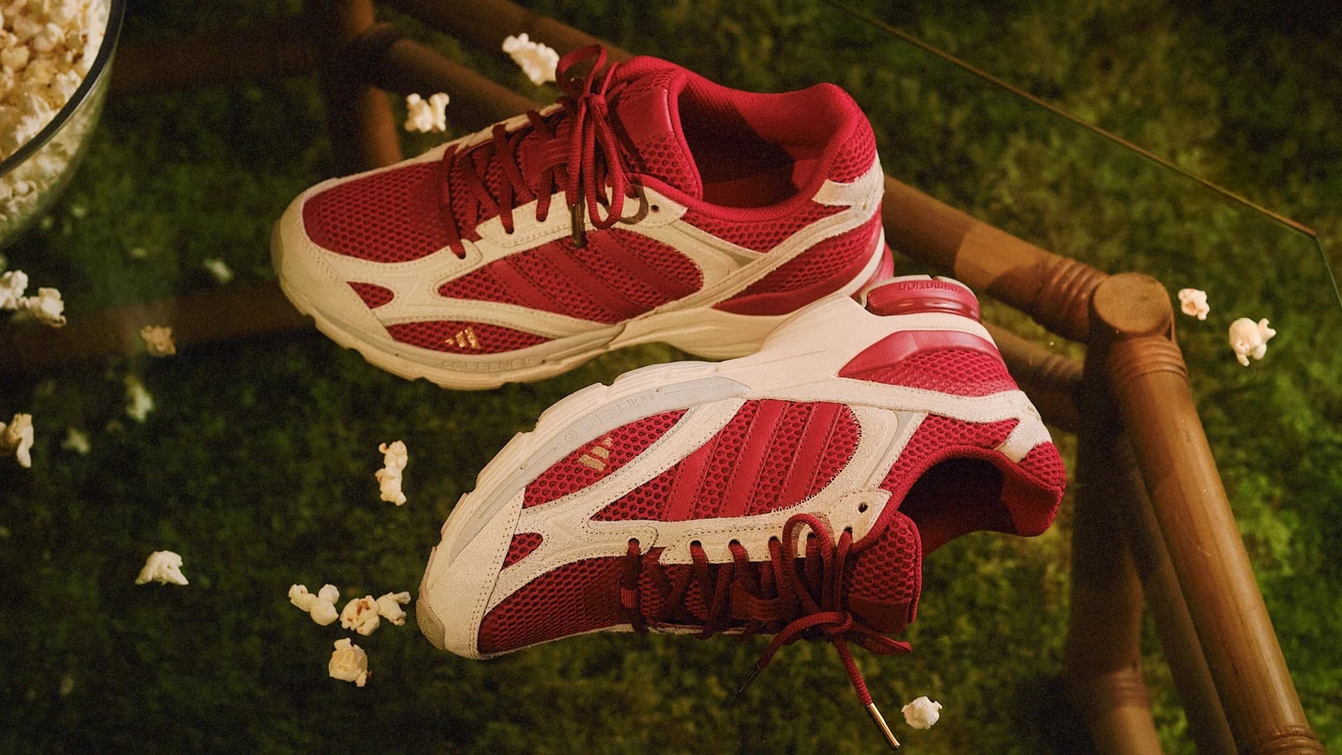 adidas and Tyrrell Winston Spiritain 2000 sneakers in red and off-white
