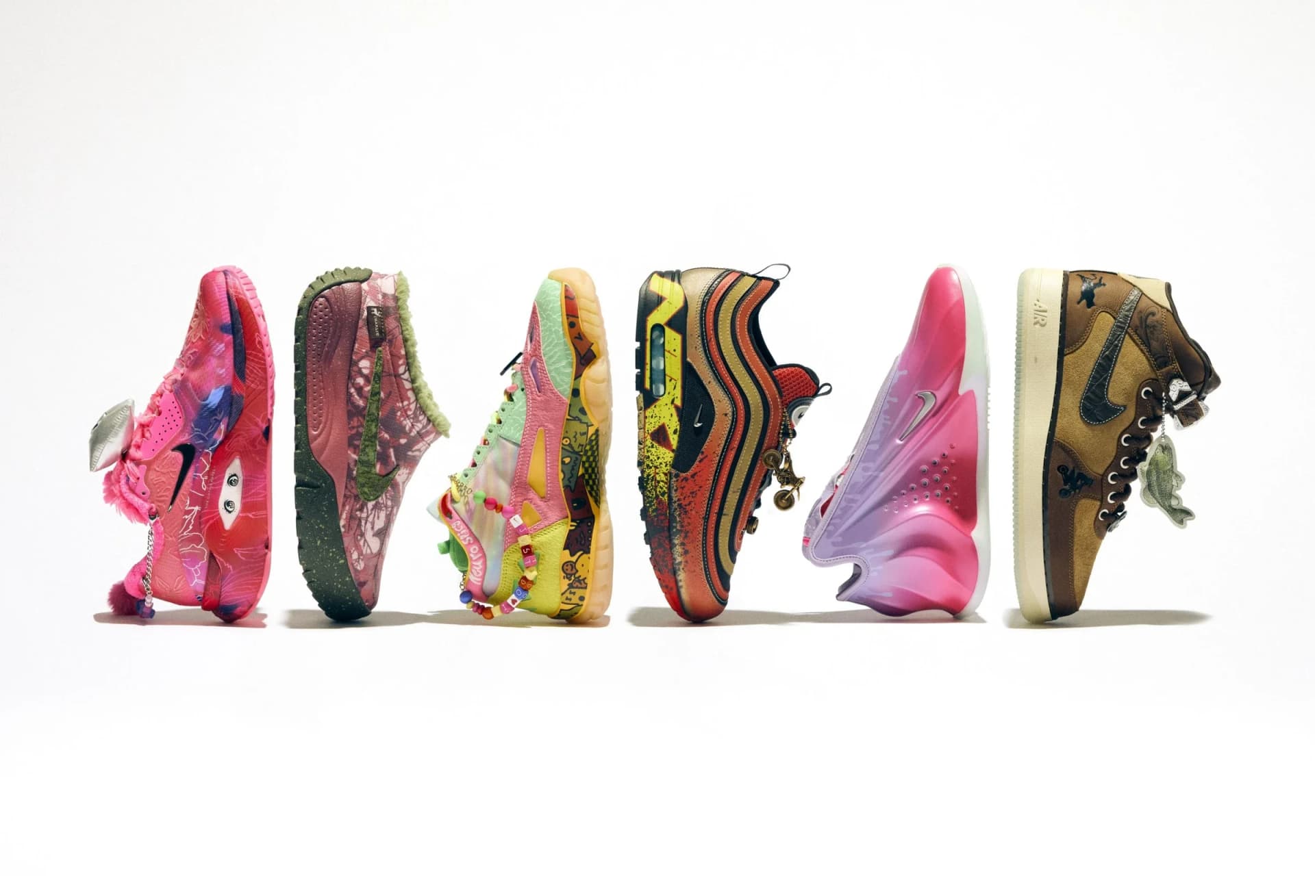 Six patient-designed shoes from Nike’s Doernbecher Freestyle 22 collection.
