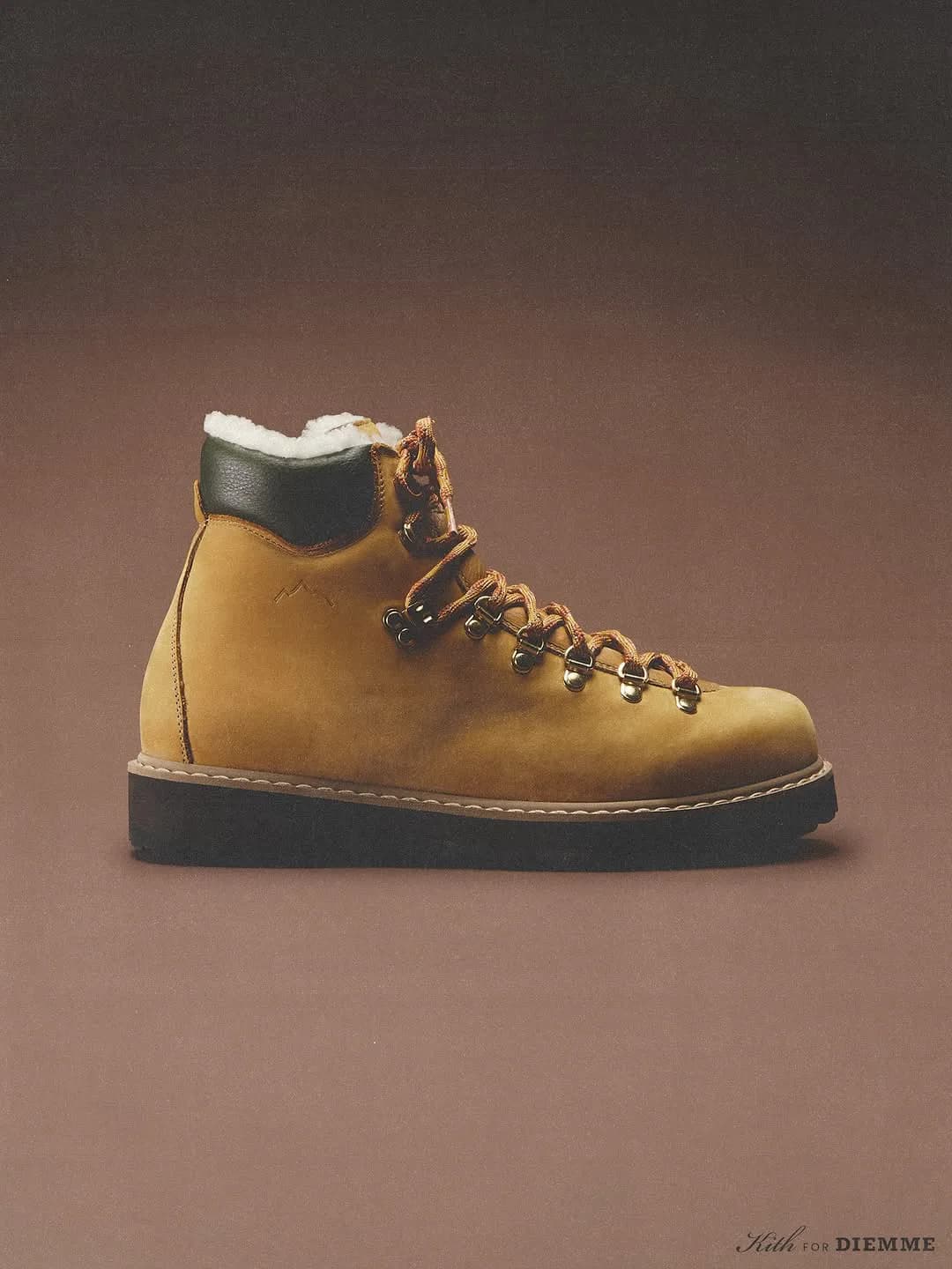 Side profile of a tan Kith x Diemme Roccia Vet Gomma boot