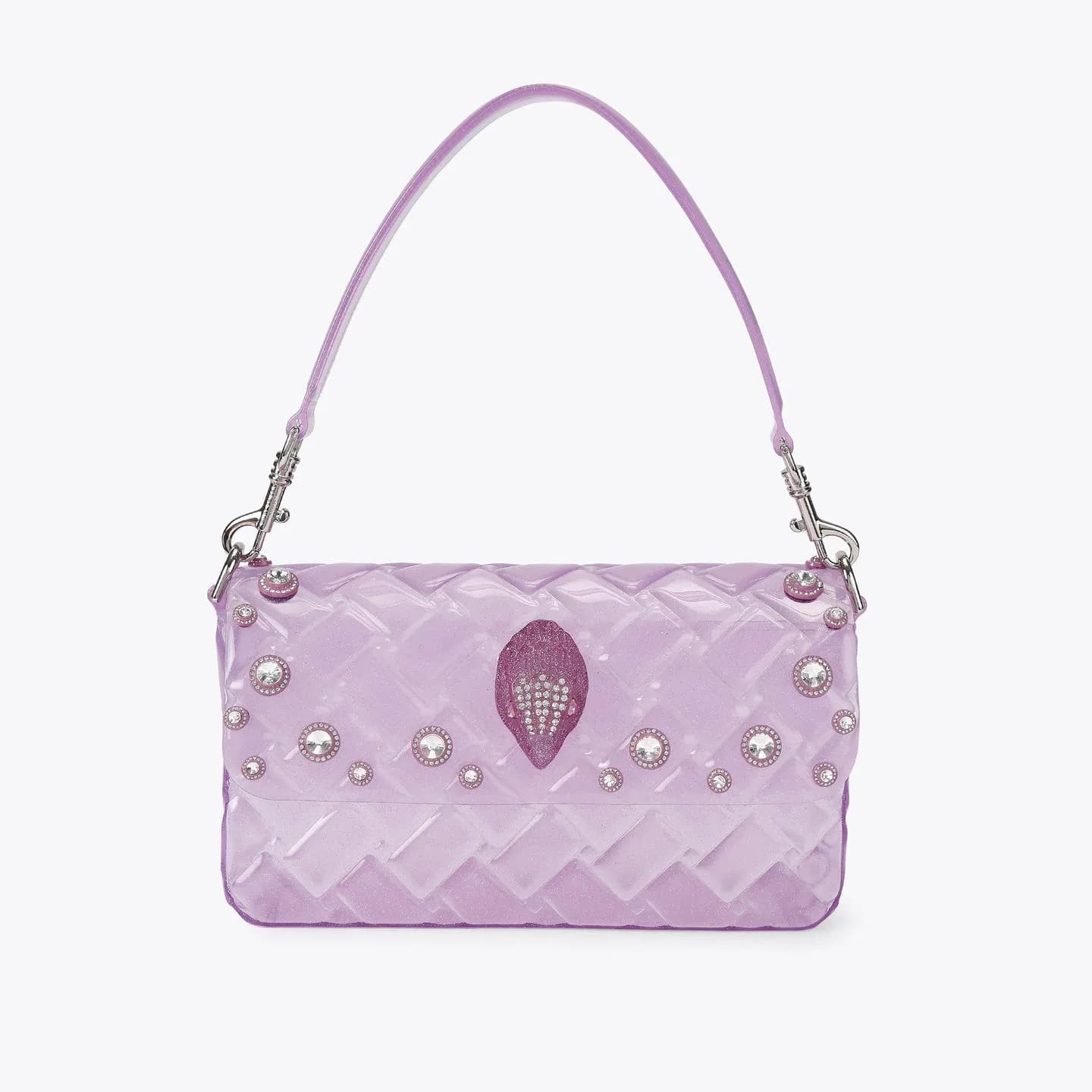 Violet clear Kurt Geiger Jelly Kensington bag with crystal studs