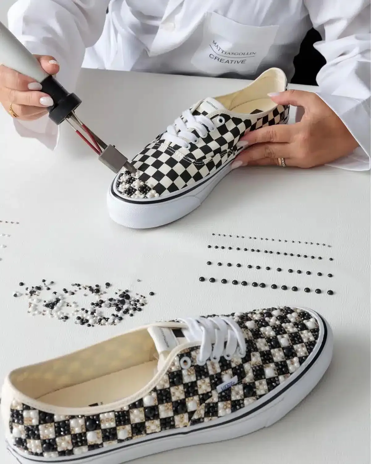Mattias Gollin turns the Vans Authentic into a $750 Pearl-covered art sneaker