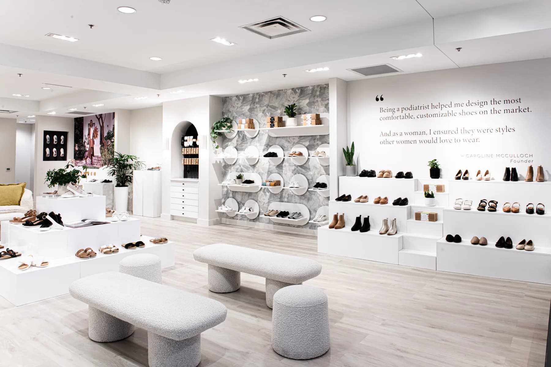 Bright FRANKIE4 Bellevue store interior with footwear displays and seating