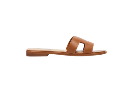 Cognac Steve Madden Hadyn flat slide sandal