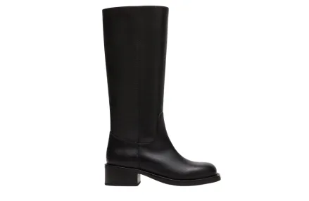 Black Steve Madden Riggs knee-high leather boot