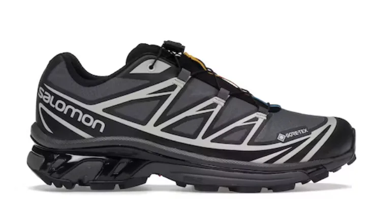 Black and gray Salomon XT-6 Gore-Tex trail shoe