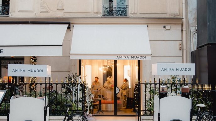 Amina Muaddi Turns Avenue Montaigne Boutique Into a Holiday Jewel Box