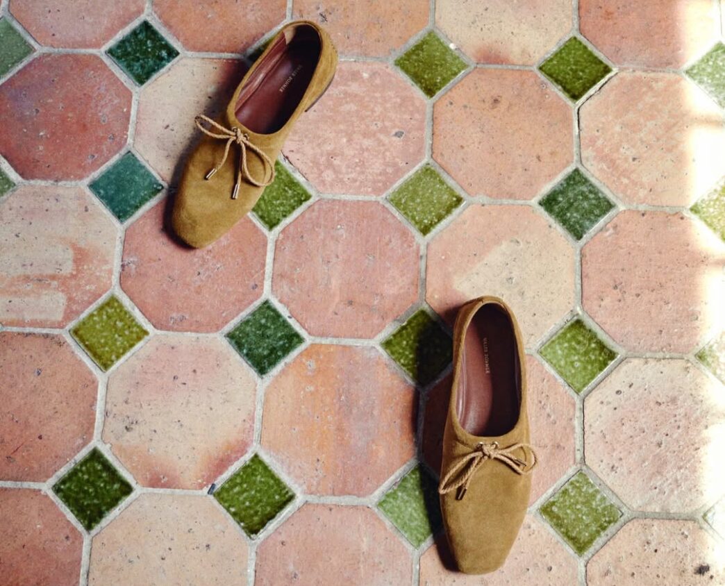Wales Bonner’s Julien Slipper in Black Deerskin and Olive Suede