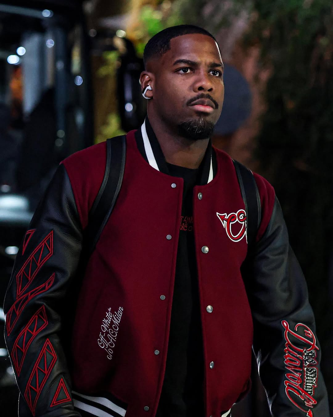 Off-White Brings its Graphic Codes to a New AC Milan Varsity Jacket