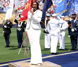 Jennifer Hudson Wears Alaïa Le Cœur Pumps at the World Cup Final